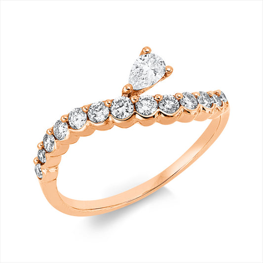 Ring 18 kt RG, 1 Tropfen 0,15 ct, TW-vsi, 13 Brill. 0,34 ct, TW-si