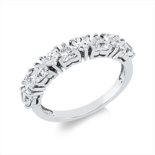 Ring 18 kt WG, 9 Herzschl. 1,56 ct, TW-vsi
