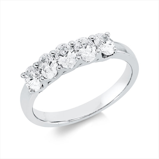 Ring 18 kt WG, 5 Oval 1,01 ct, TW-vsi
