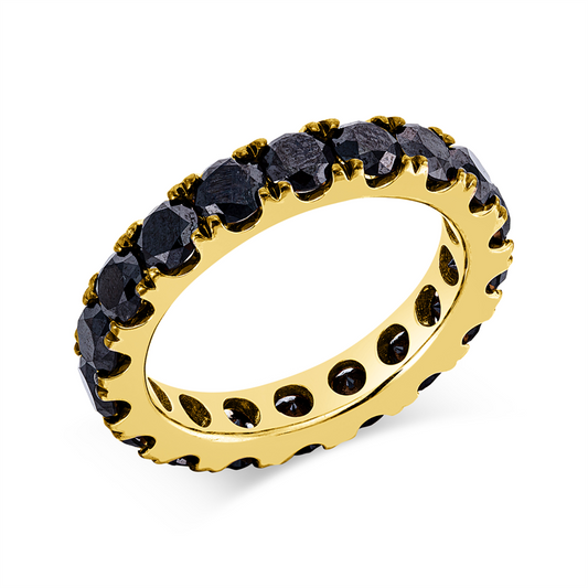 Ring 18 kt GG, Fassung teils schwarz rhodinie, 18 Brill. 4,21 ct, schwarz