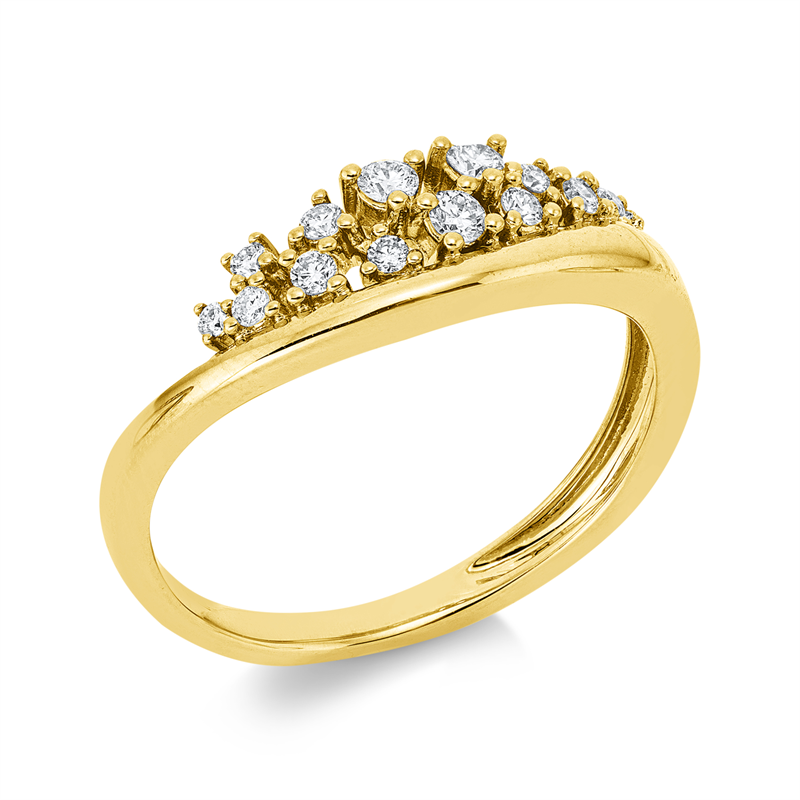 Ring 14 kt GG, 14 Brill. 0,20 ct, W-si/pi