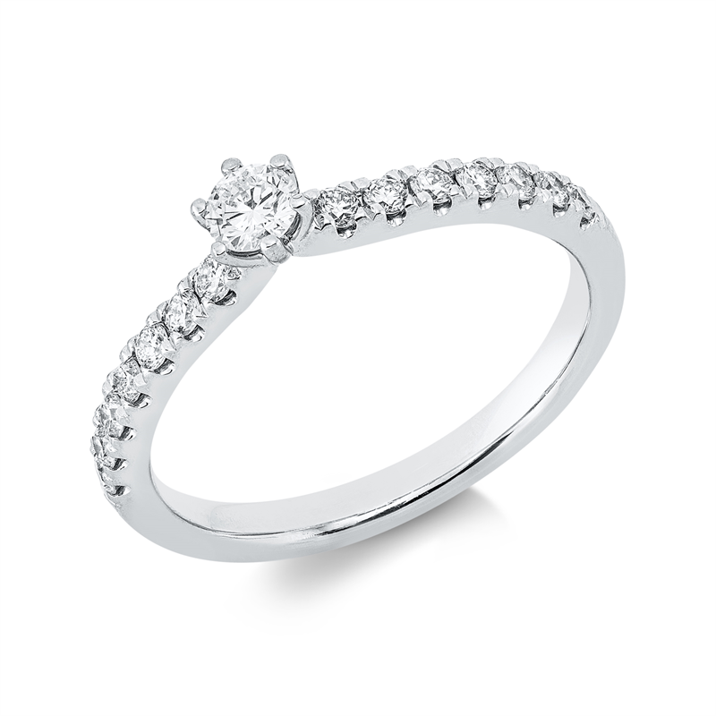 Ring 18 kt WG, 1 Brill. 0,15 ct, TW-si, 14 Brill. 0,26 ct, TW-si