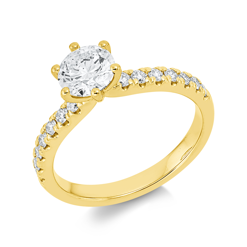 Ring 18 kt GG, GIA6541753454, 1 Brill. 0,70 ct, TW-si, 14 Brill. 0,26 ct, TW-si