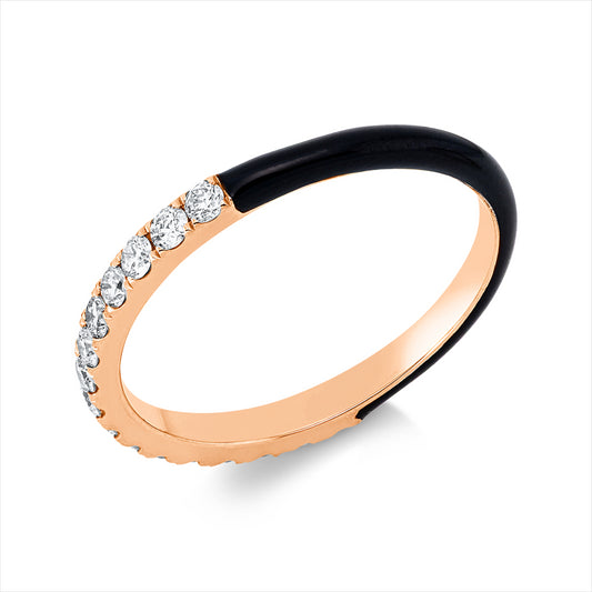Ring 18 kt RG, 16 Brill. 0,41 ct, TW-si, 1 Emaille schwarz