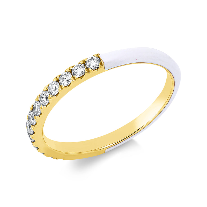 Ring 18 kt RG, 16 Brill. 0,41 ct, TW-si, 1 Emaille weiß