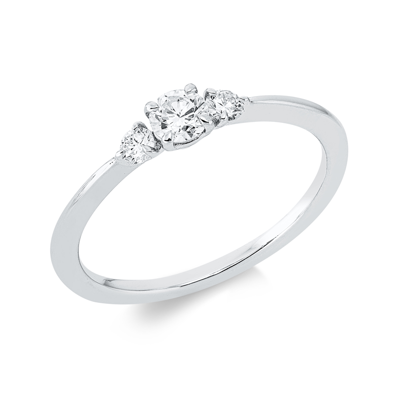 Ring 18 kt WG, 2 Brill. 0,10 ct, TW-si, 1 Brill. 0,20 ct, TW-si
