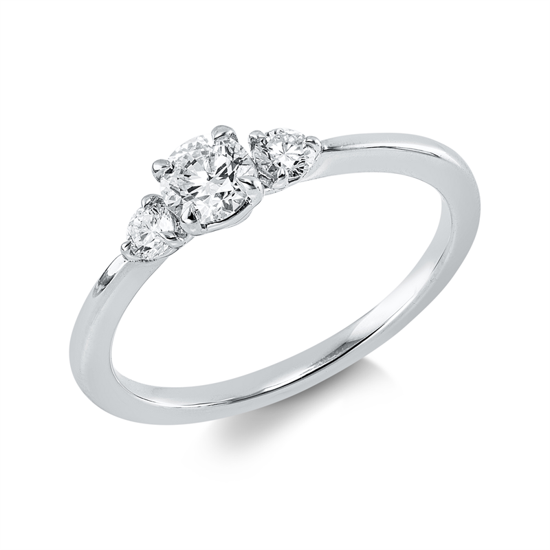 Ring 18 kt WG, 2 Brill. 0,15 ct, TW-si, 1 Brill. 0,30 ct, TW-si