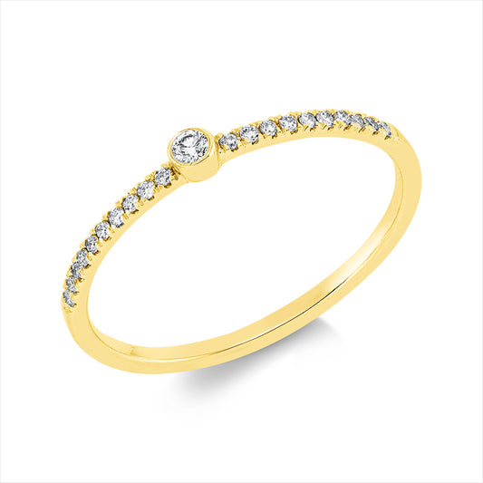 Ring 18 kt GG, Fassung rhodiniert, 1 Brill. 0,03 ct, TW-si, 20 Brill. 0,08 ct, TW-si
