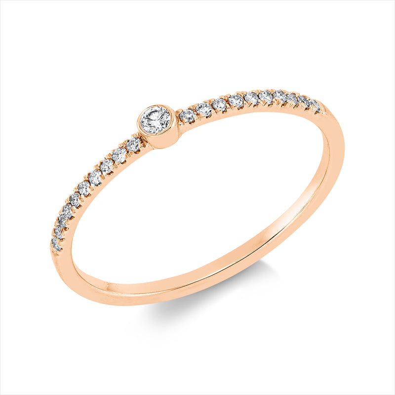 Ring 18 kt RG, 1 Brill. 0,03 ct, TW-si, 20 Brill. 0,08 ct, TW-si