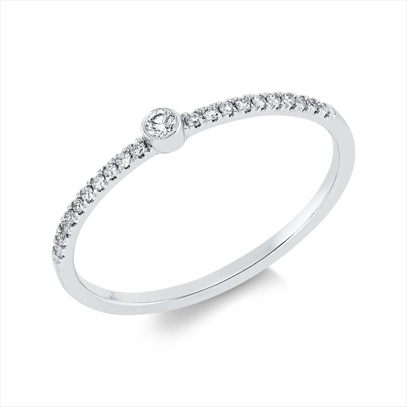 Ring 18 kt WG, 1 Brill. 0,03 ct, TW-si, 20 Brill. 0,08 ct, TW-si