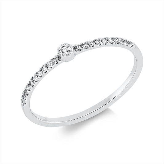 Ring 18 kt WG, 1 Brill. 0,03 ct, TW-si, 20 Brill. 0,08 ct, TW-si
