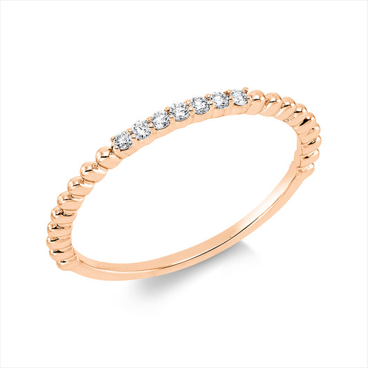Ring 18 kt RG, Fassung rhodiniert, 7 Brill. 0,08 ct, TW-si