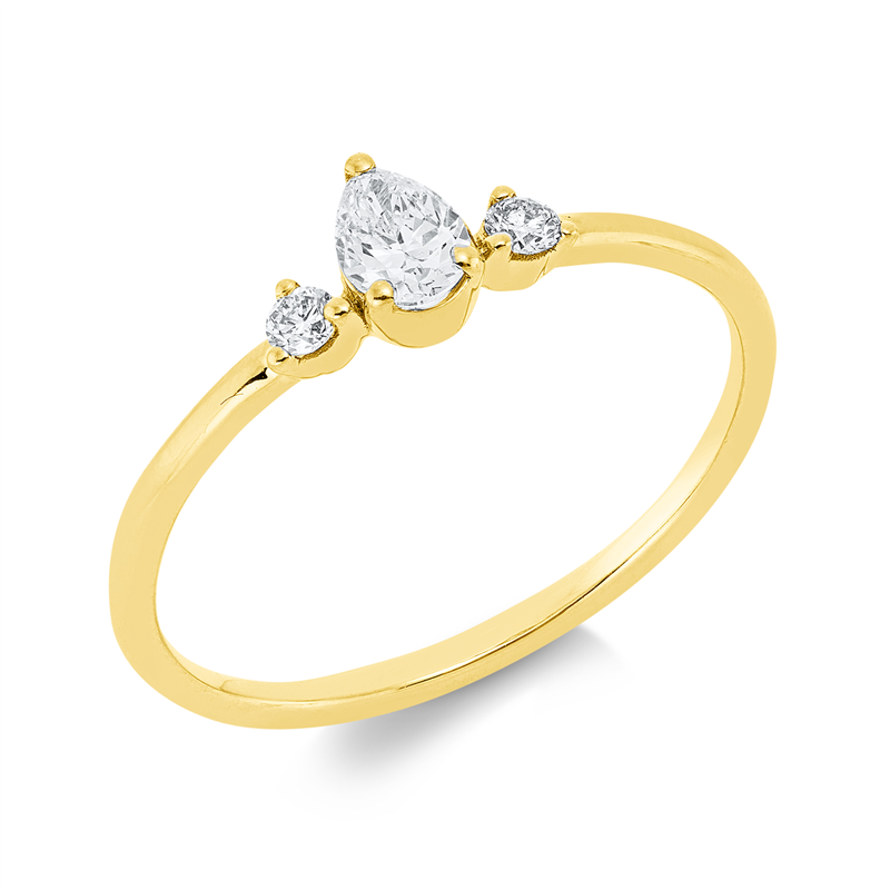 Ring 18 kt GG, 1 Tropfen 0,20 ct, TW-si, 2 Brill. 0,05 ct, TW-si