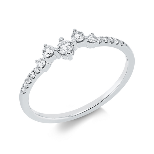 Ring 18 kt WG, 2 Brill. 0,03 ct, TW-si, 2 Brill. 0,06 ct, TW-si, 1 Brill. 0,07 ct, TW-si, 10 Brill. 0,05 ct, TW-si