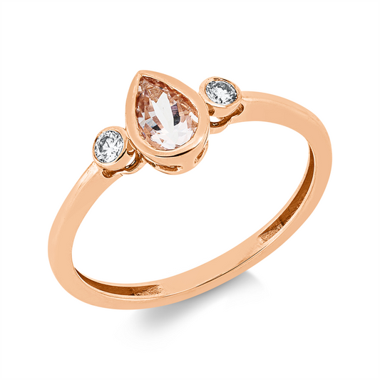 Ring 18 kt RG, 2 Brill. 0,07 ct, TW-si, 1 Morganit 0,37 ct pink