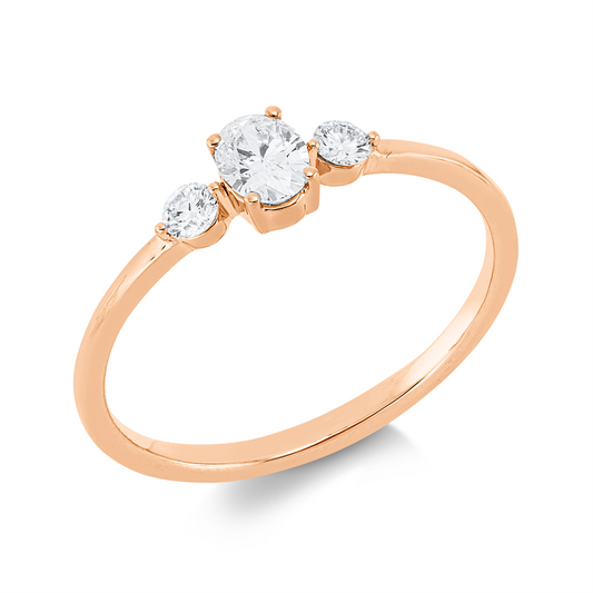 Ring 18 kt RG, 1 Oval 0,25 ct, TW-si, 2 Brill. 0,09 ct, TW-si