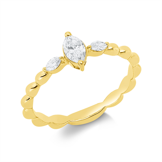 Ring 18 kt GG, 1 Nav. 0,25 ct, TW-si, 2 Nav. 0,08 ct, TW-si
