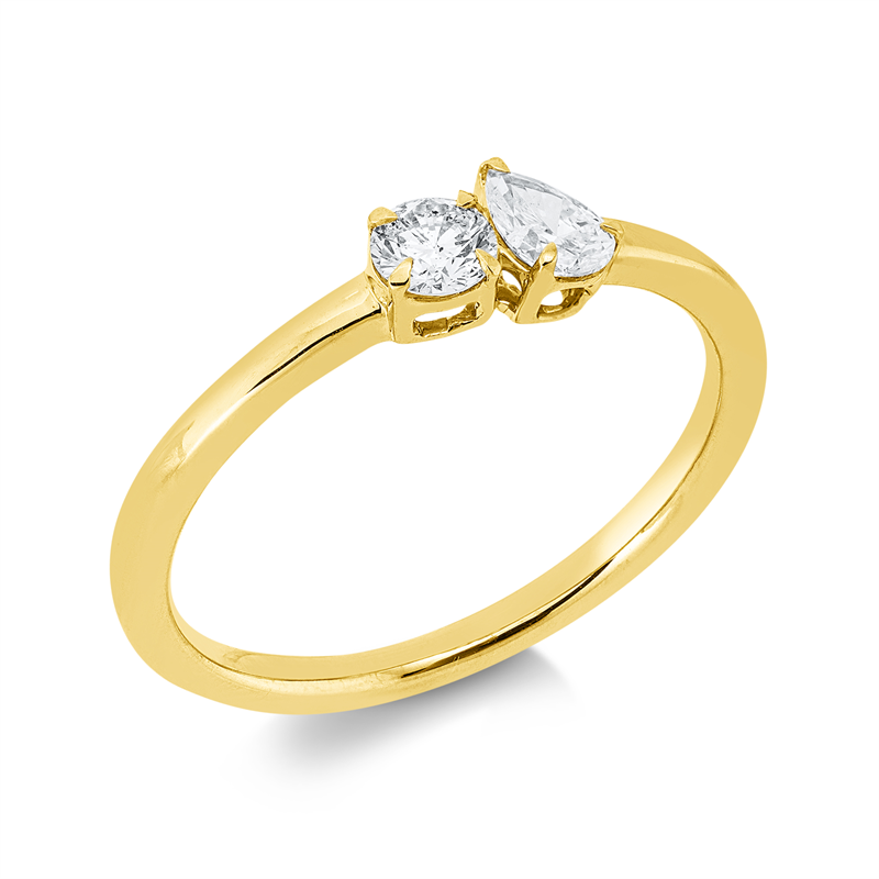 Ring 18 kt GG, 1 Tropfen 0,16 ct, TW-si, 1 Brill. 0,17 ct, TW-si