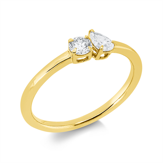 Ring 18 kt GG, 1 Tropfen 0,16 ct, TW-si, 1 Brill. 0,17 ct, TW-si