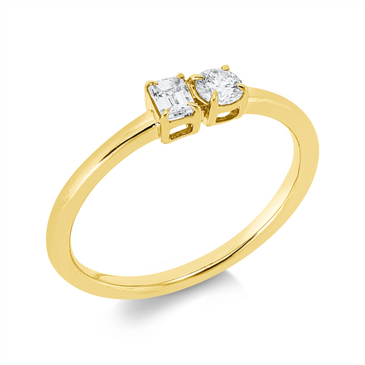 Ring 18 kt GG, 1 Sm.schliff 0,16 ct, TW-si, 1 Brill. 0,14 ct, TW-si