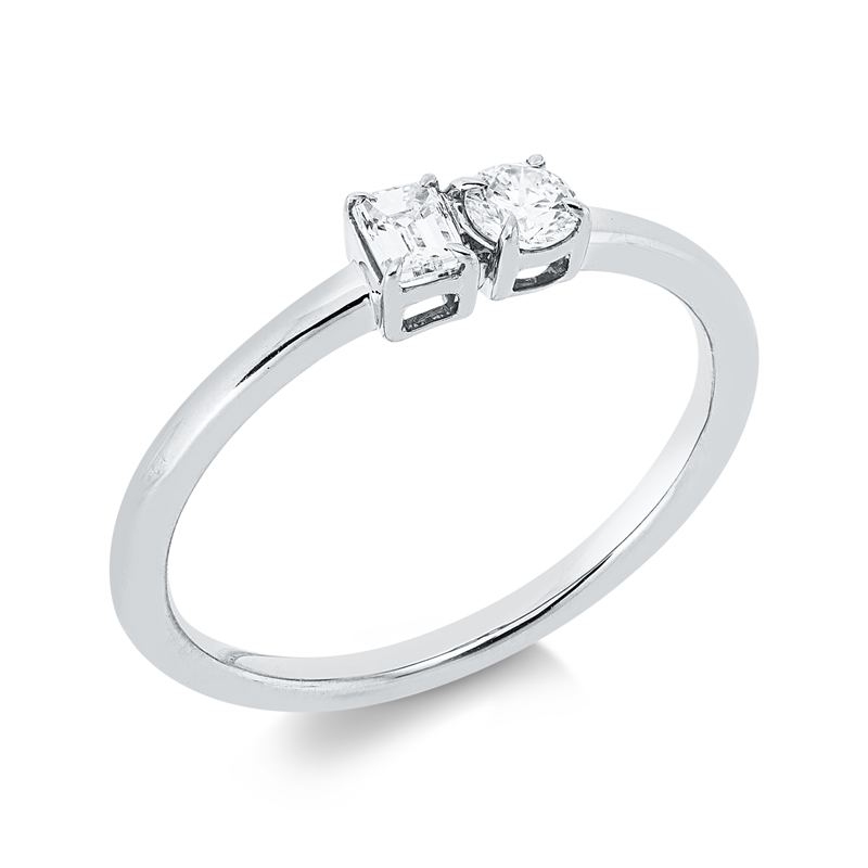 Ring 18 kt WG, 1 Sm.schliff 0,16 ct, TW-si, 1 Brill. 0,14 ct, TW-si