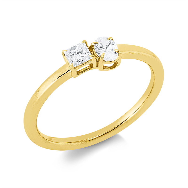Ring 18 kt GG, 1 Princ. 0,14 ct, TW-si, 1 Oval 0,16 ct, TW-si
