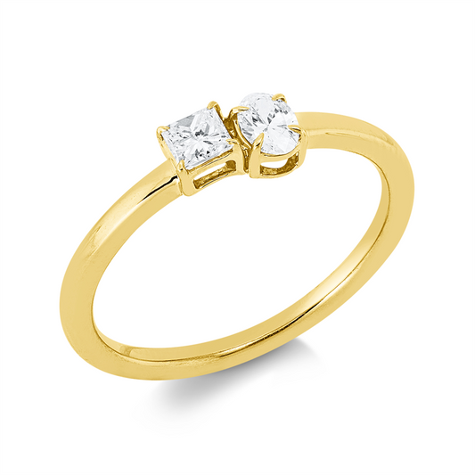 Ring 18 kt GG, 1 Princ. 0,14 ct, TW-si, 1 Oval 0,16 ct, TW-si