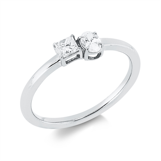 Ring 18 kt WG, 1 Princ. 0,15 ct, TW-si, 1 Oval 0,16 ct, TW-si