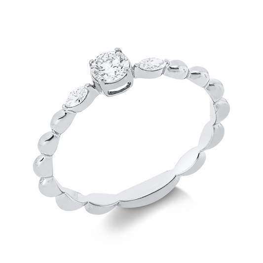 Ring 18 kt WG, 1 Brill. 0,20 ct, TW-si, 2 Nav. 0,07 ct, TW-si