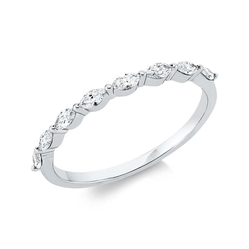 Ring 18 kt WG, 8 Nav. 0,28 ct, TW-si