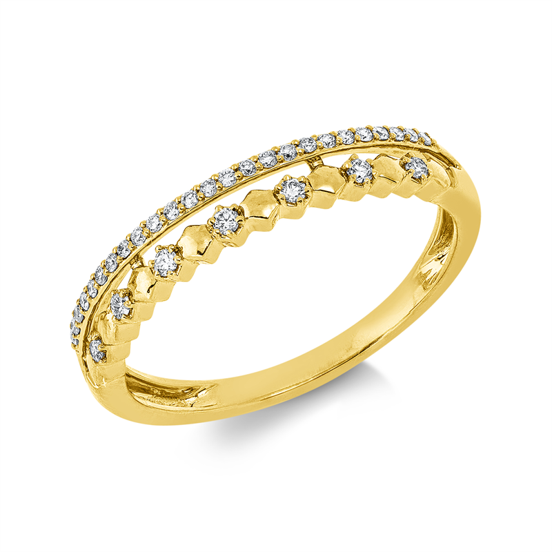 Ring 18 kt GG, 7 Brill. 0,06 ct, TW-si, 25 Brill. 0,08 ct, TW-si
