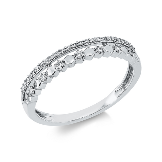 Ring 18 kt WG, 7 Brill. 0,06 ct, TW-si, 25 Brill. 0,08 ct, TW-si