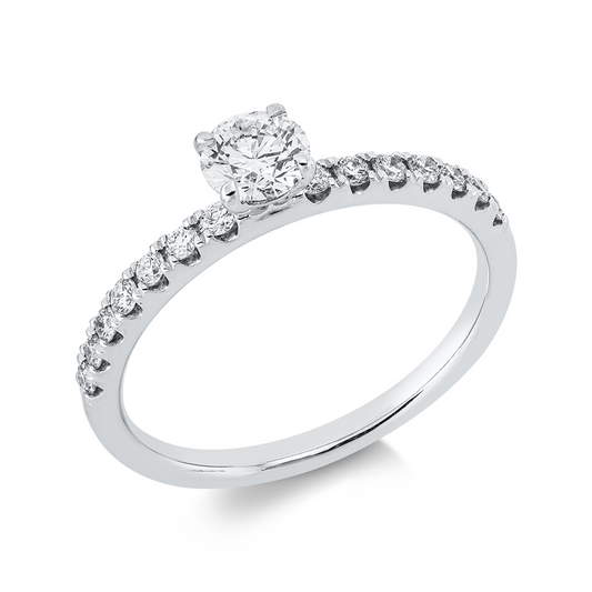 Ring 18 kt WG, 1 Brill. 0,40 ct, TW-si, 14 Brill. 0,25 ct, TW-si