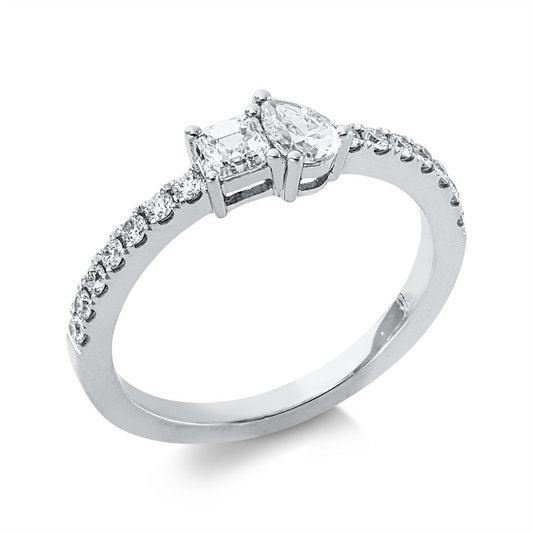 Ring 18 kt WG, 16 Fant-Schl. 0,63 ct, F-si