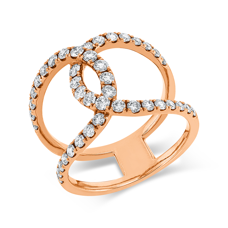 Ring 18 kt RG, 42 Brill. 0,98 ct, TW-si