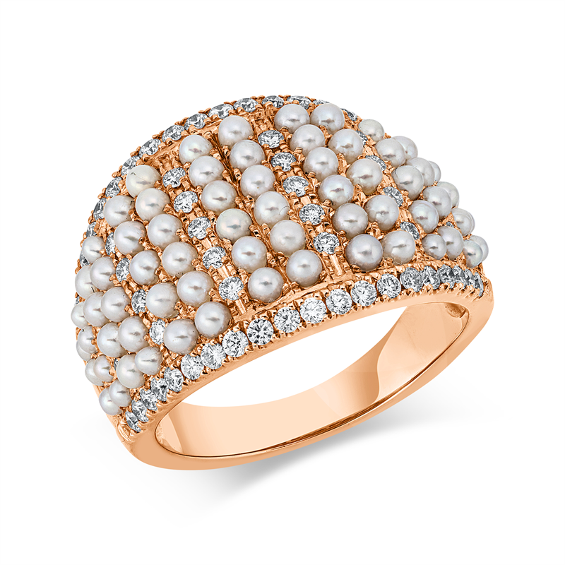 Ring 18 kt RG, 64 Brill. 0,58 ct, TW-si, 66 ZP weiß 1,8 mm