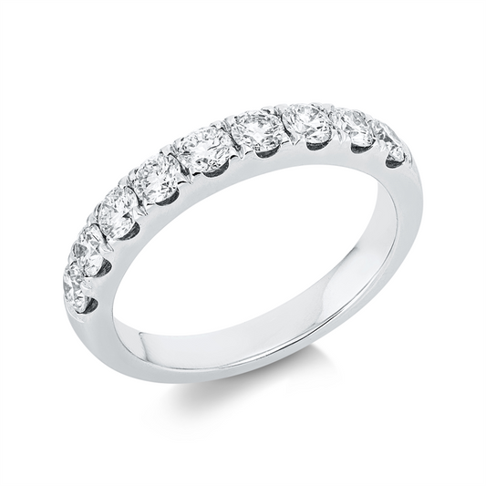 Ring 18 kt WG, 9 Brill. 0,86 ct, F-si