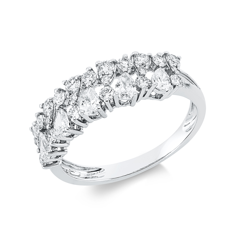 Ring 18 kt WG, 5 Tropfen 0,37 ct, TW-si, 23 Brill. 0,47 ct, TW-si