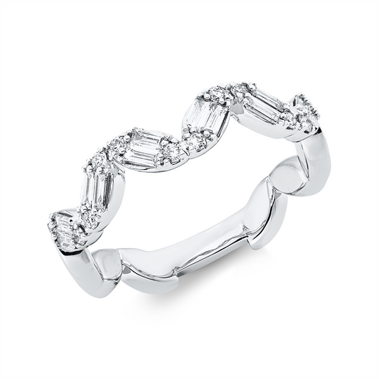 Ring 18 kt WG, 12 Bag. 0,31 ct, TW-si, 12 Brill. 0,14 ct, TW-si