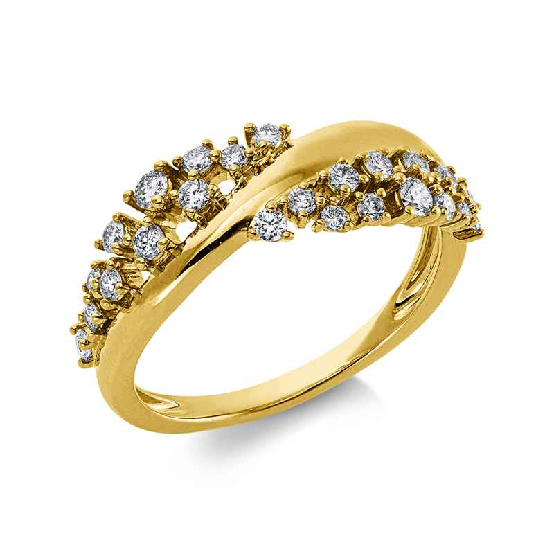 Ring 14 kt GG, 24 Brill. 0,42 ct, W-si/pi