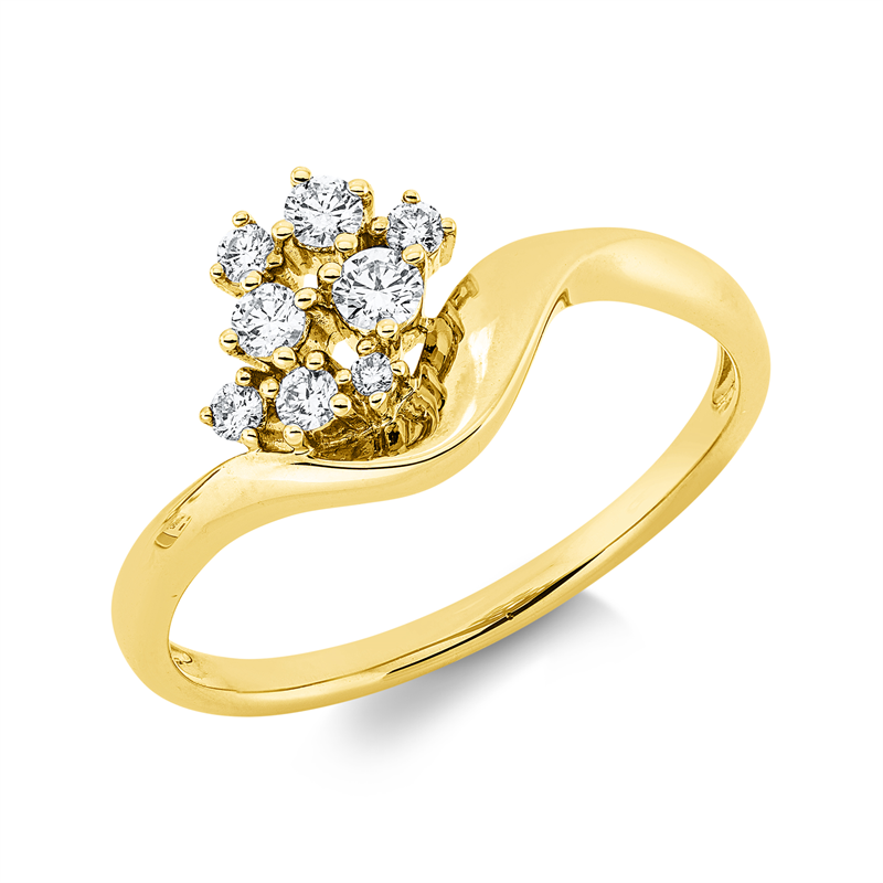 Ring 14 kt GG, 8 Brill. 0,20 ct, W-si/pi