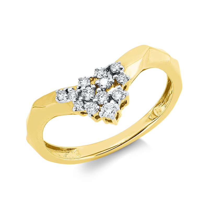 Ring 14 kt GG+WG, 13 Brill. 0,21 ct, W-si/pi