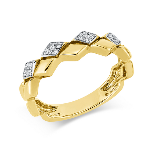 Ring 14 kt GG+WG, 16 Brill. 0,08 ct, W-si/pi