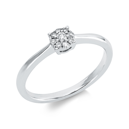 Ring 18 kt WG, 9 Brill. 0,09 ct, TW-si