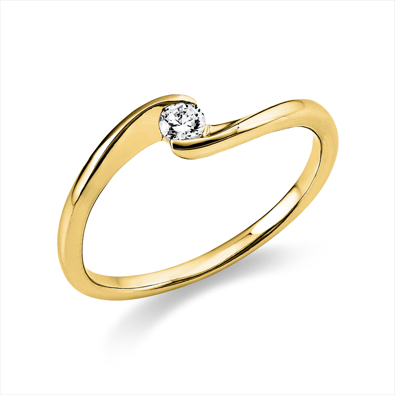 Ring 14 kt GG, 1 Brill. 0,10 ct, TW-si