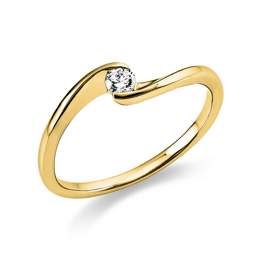 Ring 14 kt GG, 1 Brill. 0,10 ct, TW-si