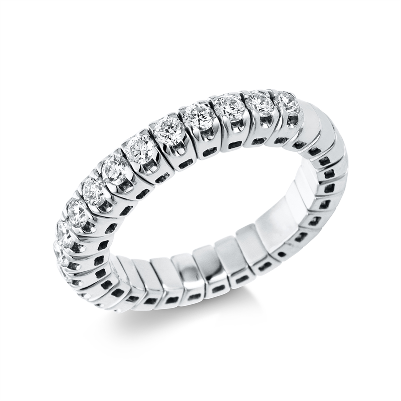 Ring 18 kt WG, Flex-Band, variabel, rhodinier, 15 Brill. 0,75 ct, TW-si