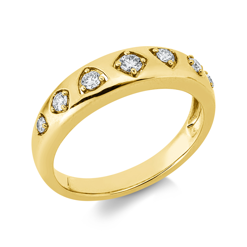 Ring 14 kt GG, 7 Brill. 0,19 ct, W-si/pi