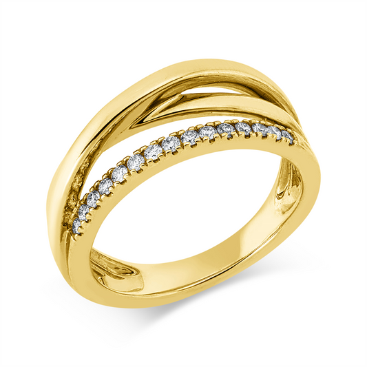 Ring 14 kt GG, 15 Brill. 0,16 ct, W-si/pi