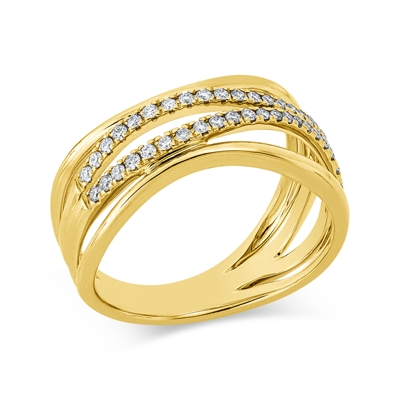 Ring 14 kt GG, 46 Brill. 0,29 ct, W-si/pi